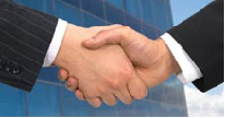 LOOC image: Two business people agreeing a deal by shaking hands